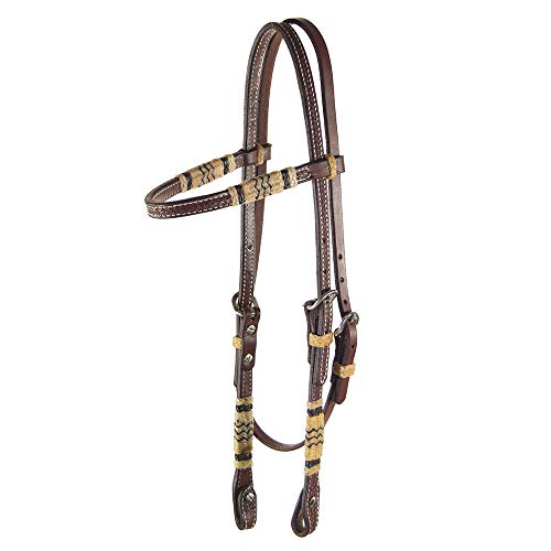 Teskey's Basket Weave Browband Headstall With Rawhide (Heavy Oil) #TOP9