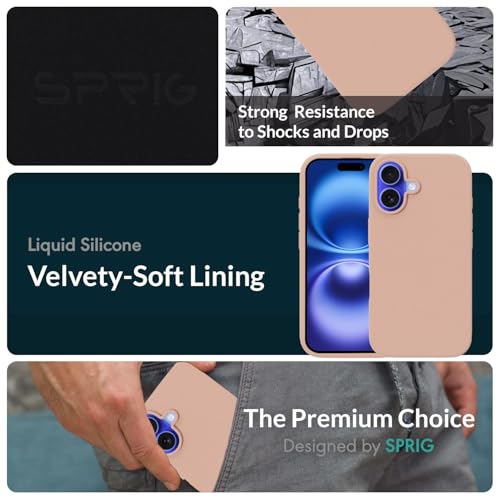 Image of SPRIG Compatible with iPhone 16 Premium SilkMag (Liquid Silicone Magnetic) Back Cover Drop Tested Shock Proof Mobile Case for Men, Women, Boys and Girls with Camera Protection (Sand Pink)
