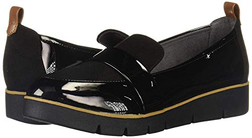 Dr. Scholl's Shoes Webster, Mocasín Mujer, Microfibra de Charol Negro, 36.5 EU