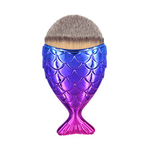 Sunbowstar Multifunction Mermaid Fish Scale Makeup Brush New Fashionable Style Fishtail Bottom Brush Powder Cheeks Blush Makeup Cosmetic Brushes Tool (1pcs Purple)
