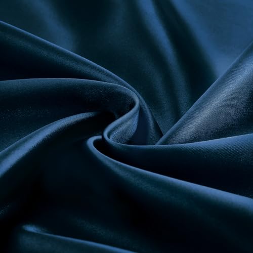 Entisn Navy Satin Fabric by The Yard, Silky Fabric 60 Inch Charmeuse Satin Fabric, Soft Cloth Fabric for Wedding Decor, DIY Crafts, Napkins, Bridal Dress, Sewing(1 Yard)