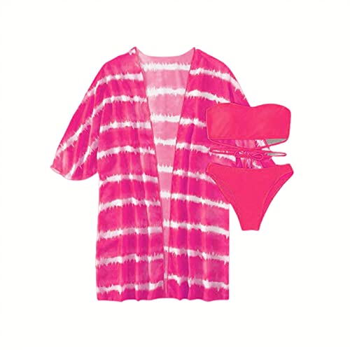 Maillot de bain et kimono tropicaux à lacets ensemble 3 pièces confort taille L