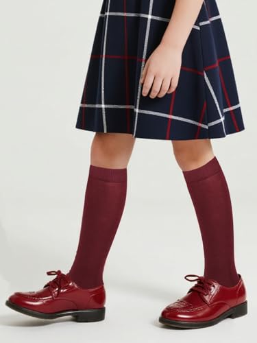 Image of COTTON DAY Kids Girls Unisex Knee High School Dress Socks Seamless Toe 3 Pack Black White Gray Navy Blue