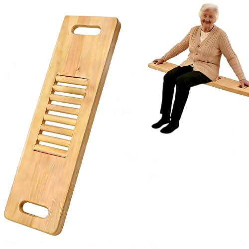 Mluyeri Wooden Transfer Board and Slide Board Central scrollable Senior and Handicap Move Assist and Slide Transfers Holds up to 400 Pounds 2 Cut Out Handles(32x10x1)