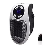 Steckdosen Heizlüfter, 500w Heizlüfter mit Fernbedienung, Steckdosenheizung, Mini Keramik Heizung für Camping Offices Büro Badezimmer Schlafzimmer, LED-Anzeige, Weiß (white)