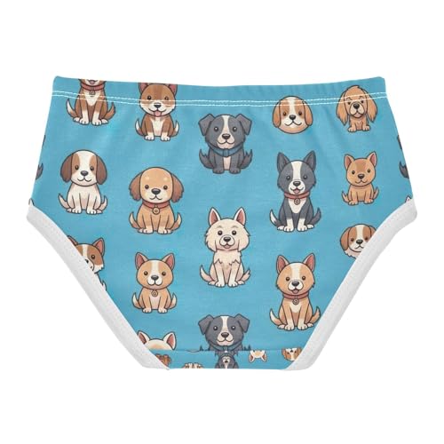 Toddler Girl Briefs, Cute Dogs Blue Girls' Cotton Brief Underwear, 2T–8 Years2