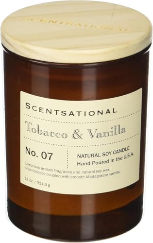 Scentsational Apothecary-Tobacco & Vanilla Candle, Medium, Amber,...
