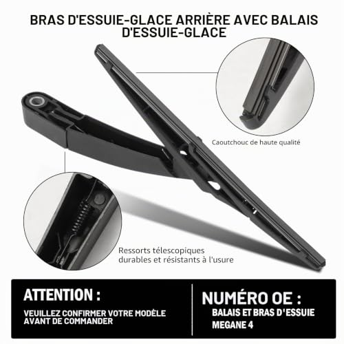 Anlseiod Bras essuie glace arrière Megane 4 2016–2022 Bras avec balai d'essuie-glace arrière pour Renault Megane IV MK4 – vue 6