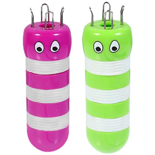 LALAFINA 2pcs DIY Spool Crochet Loom Mini Knitter Knitting Yarn Wool Rope Needle Hook Scarves Straps Making Craft Tools
