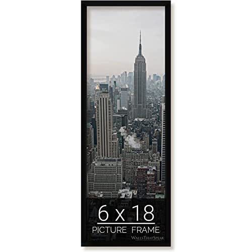 WallsThatSpeak 6x18 Black Picture Frame, Modern Gallery Style, for Puzzles, Posters, Photos, or Artwork – Wall Mount Display