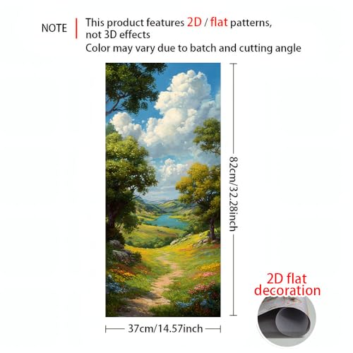 Image of 2 PC Trash Can Sticker 14.57 x 32.28 Inch Nature Landscape Design Vinyl Sticker with Sunset Beach Palm and Mountain Valley Path Pattern for Outdoor Garbage Bin Garden Yard Driveway Home Decor