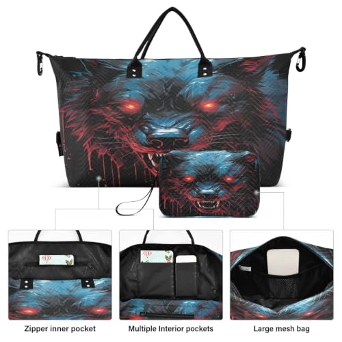Sac de voyage loup noir avec trousse de toilette pour week-end - 2