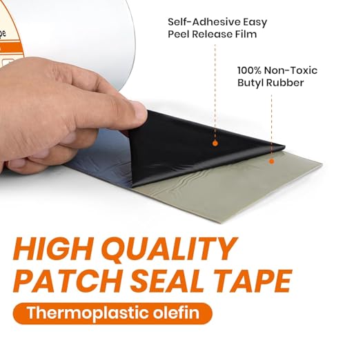 Image of LLPT Waterproof Patch and Seal Tape 4 inch x 13 Ft 2 Pack, White | Strong Adhesion, Backing Permanent Bond, Weatherproof & UV Resistant, Instant Seals for Leak Cracks Gaps Holes Tears Repair