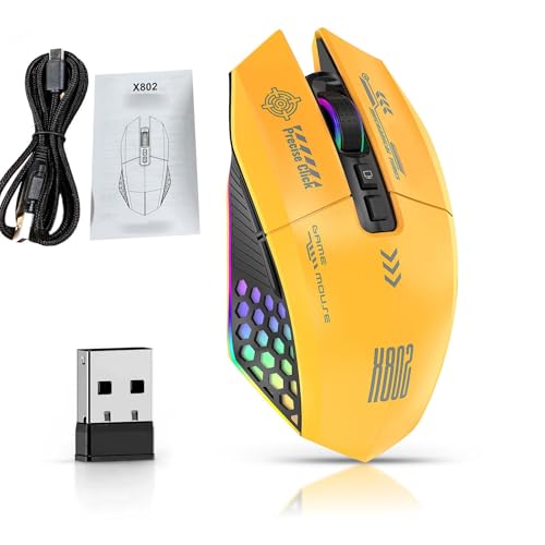 Jenivaint Ratón para Juegos RGB, Bluetooth con Cable 2.4G 3 Modos de Conectividad con Diseño Ergonómico y 12000 dpi, para PC, Computadora Portátil, Juegos, Trabajo de Oficina 🔥