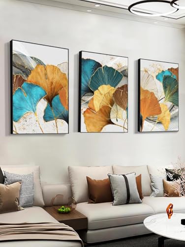 Peinture sur toile Ginkgo Biloba lot de 3 affiches d'art moderne haut de gamme 50x75cm