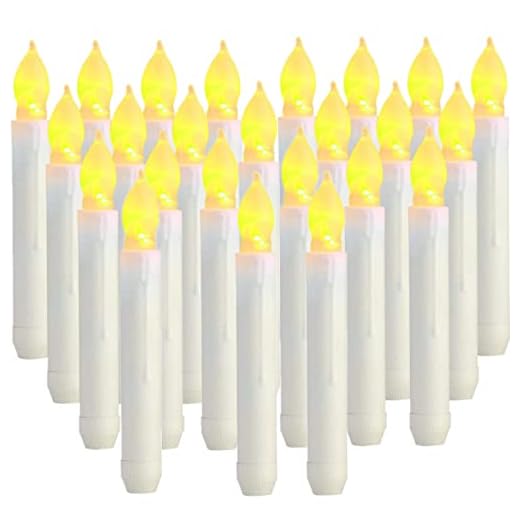 Luz de vela LED, 24 piezas de velas cónicas LED sin llama que funcionan con pilas para bodas, cumpleaños, iglesias, decoraciones para fiestas