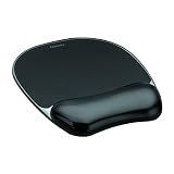 Fellowes Tappetino mouse poggiapolsi, tappetino mouse in Gel Crystals con base in gomma antiscivolo, mouse pad ergonomico per computer, home office, compatibile con mouse laser e ottici, colore nero