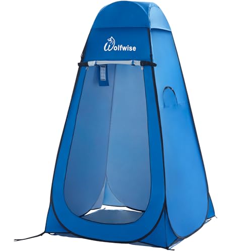 Image of WolfWise PRO Pop Up Shower Tent with Silver Coated, Floor and Rain Fly | Portable Changing Tent with Window & Carry Bag for Camping, Outdoor Privacy Toilet Bathroom with UV Protection, 75 inch /79 inch /83 inchH
