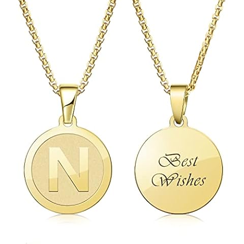 Beutirer Initial Necklace for Women, 18K Gold Plated Letter Necklaces, Gold/Silver Disc Alphabet Pendant Necklace for Women Trendy, Dainty Personalized A-Z Initial Chain Necklace Cover