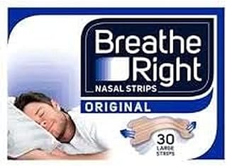 Breathe Right Nasal Strips, Stop Snoring Aids for Men & Women, Large Anti Snore Strips, Original Tan, 30 Strips