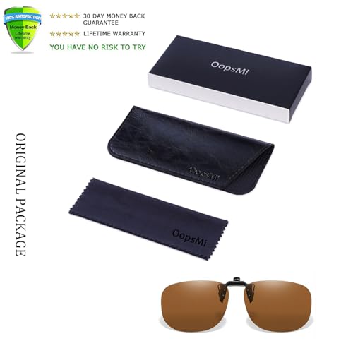 Image of Polarized Clip On Sunglasses Over Prescription Glasses Men Women Rimless Flip Up