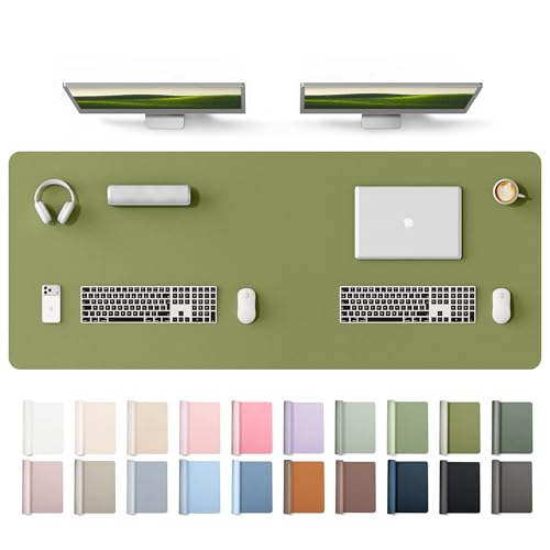 Image of YSAGi Leather Desk Protector, Office Mat, Large Mouse Mat, Non-Slip PU Leather Blotter, Laptop Desk Mat, Waterproof Writing Pad for Office and Home(Green, 63 inch x 24 inch)