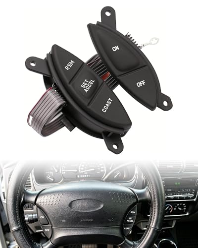 Upgraded Steering Wheel Mounted Cruise Control Switch Fit for 1998-2003 Ranger 2001-2005 Explorer Sport Trac F150 Mercury Mountaineer B3000 F87Z9C888BB 901399 F87A9D809BA