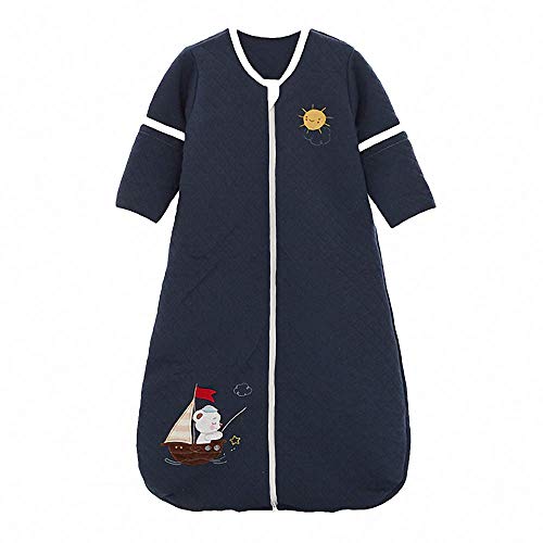 Preisvergleich Produktbild Schlafsack baby Ganzjahres Baumwolle langarm Junge Mädchen mit Innenfutter Neugeborener Schlafanzug. - Boot (110CM / 18-36monate, marineblau - Boot)