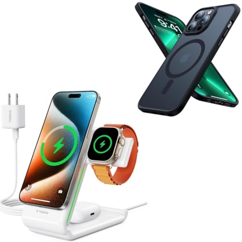 TORRAS 3 in 1 Charging Station Plus iPhone 14 Pro Magnetic case