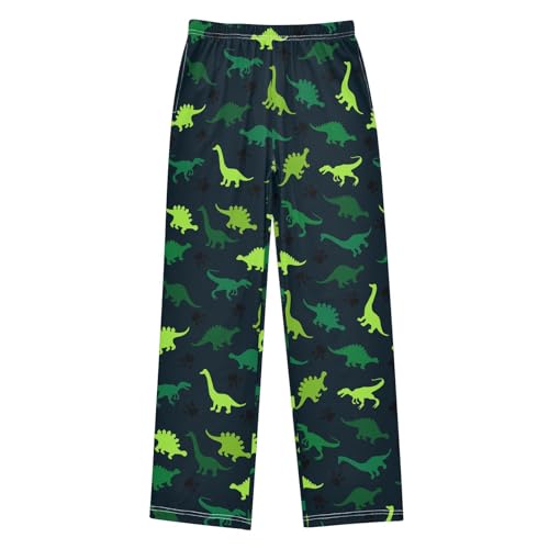 ZZXXB Dinosaur Camou Boys Long Pants Soft Trousers Elastic Waist Kids Lounge Bottoms with Pockets S-XL