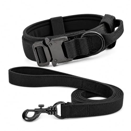 Image of Tactical Dog Collar and Leash Set, Black