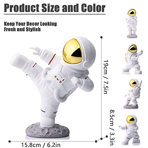 Astronaut Figurine,Astronaut Decor,Kung Fu Astronaut Figure Sculpture Spaceman Décor,Sculptures Home Décor,White Gold Shelf Decoration,Table Decor,Cute Mini Space Figure Ornament Decorative Astronaut