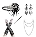 Produktbild DRESHOW Damen 1920er Accessoires Set Flapper Kostüm Gatsby Feder Lange Halskette Handschuhe Zigarettenhalter Stirnband Funkelnde Ohrringe