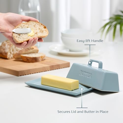 image for Kook Ceramic Butter Dish with Lid, Kitchen Countertop Butter Keeper, S