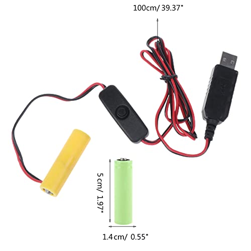 WLNEXT USB auf 3 V (2 x 1,5 V) LR6 AA-Batteriekabel mit Ein-/Ausschalter für Fernbedienung, Radio, LED-Licht