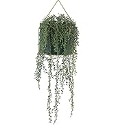 不二貿易 フェイクグリーン インテリアグリーン 人工観葉植物 幅16×奥行10×高さ48cm グリーンネックレス 吊り下げ ハンギング ポット 41127