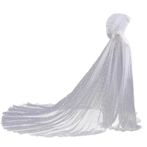 GRACEART Capa de Novia Capa Larga Tul Vestido de Novia Disfraces de Halloween, blanco-1, Talla única