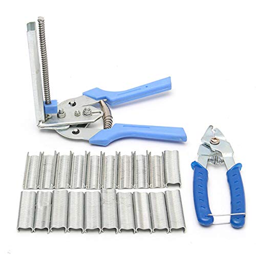 Ji Yun Poultry Hog Ring Pliers Tool Bird Chicken Mesh Cage Wire Fencing 2Pcs with 600 Clips Pincers