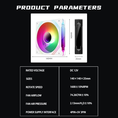 Jungle Leopard Prism14PRO 140MM ARGB PWM Computer Case PC Fan (White, Forward)