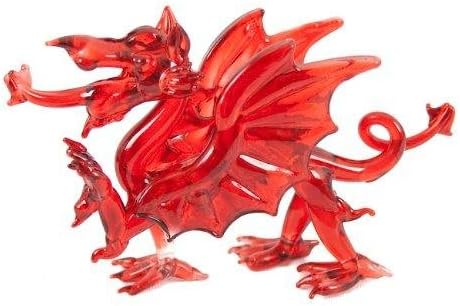 Glass Medium Red Welsh Dragon Ornament Figurine