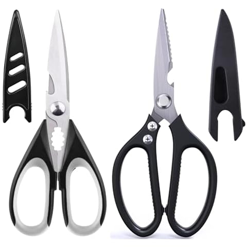Kitchen Shears Scissors & Sharp Scissors, 2Pack Cooking Scissors, Meat&Poultry Shears, Scissors All Purpose Stainless Steel Utility Scissors with Comfort Grip Everyday Use Cover