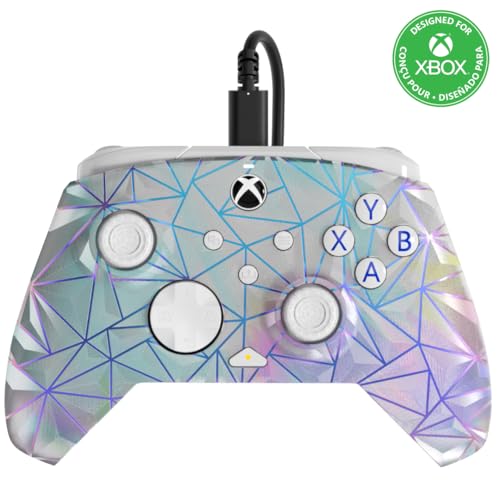 PDP Gaming REMATCH Enhanced Wired Gaming Controller: Licensed Xbox Series X|S Gamepad, Xbox One, Windows PC, Mappable Back Buttons, Customizable, Audio Control, Companion App: Frost Diamond (Metallic)