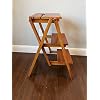 Step Stool, 4-Step or 3-Step Folding, Portable, Made of The Solid Wood, Three Color Available (3-Step Amber)