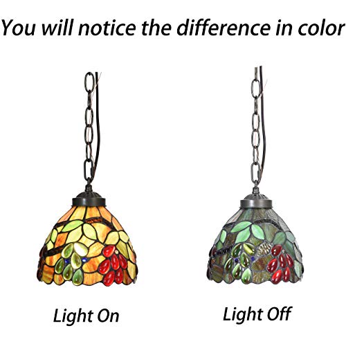 Bieye Grape Tiffany Style Stained Glass Pendant Light #TOP21