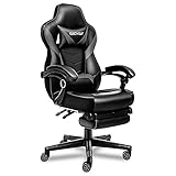 ELECWISH Racing Video Gaming Chair High Back Large Size Ergonomic Adjustable Swivel Reclining Executive Computer Chair with Headrest and Lumbar Support PU Leather Executive Office Chair Grey