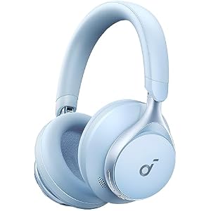 soundcore by Anker, Space One Kabellose Over-Ear Bluetooth Kopfhörer, Aktives Noise Cancelling, 2X stärkere Stimmunterdrückung, 40h Wiedergabe, App, Hi-Res Audio, Bluetooth 5.3 (Himmelblau)