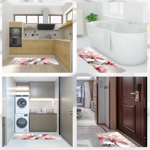 Tapetes de cocina de diseño artístico Magnolia Rosa, alfombras antifatiga de alta calidad 6