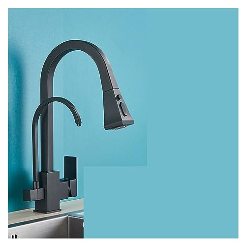 Robinet de cuisine double poignée eau pure et mitigeur eau chaude froide beige B