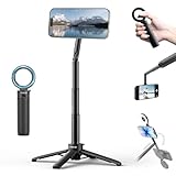 Ulanzi MagSafe用自撮り棒 スマホ四脚 ミニ三脚 スマホホルダー 磁気マグネット式 4段階伸縮 180°角度調整可能 Magsafeスタンド 軽量 卓上四脚 折りたたみ式 コンパクト 横置き/縦置き iPhone17/16/15/Androidに対応 ビデオ通話/撮影/生放送などに対応 Maglock MT71