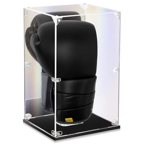 Marsui Boxing Glove Display Case with Mirror Back Acrylic Display Case for Full Size Boxing Glove Clear Baseball Glove Holder Showcase for Boxing Glove Baseball Mitt(13 x 8 x 7 Inch)